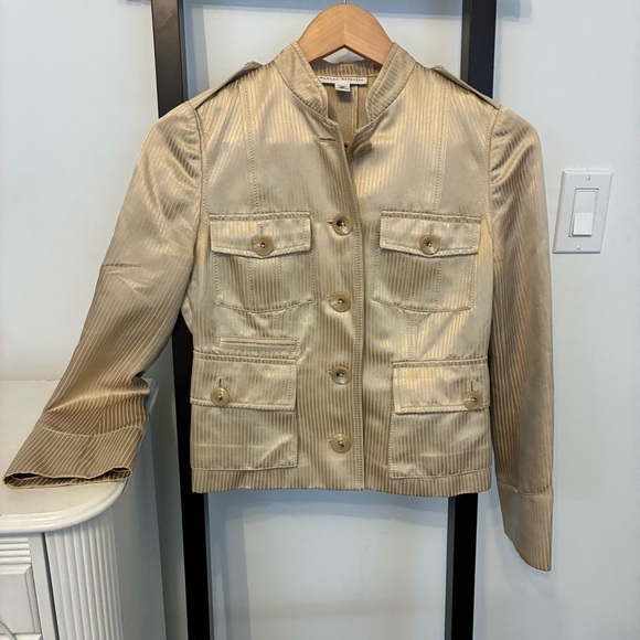 Banana Republic cotton/silk blend Gold Women's Jacket. Gorgeous! Size 2P - Picture 4 of 16